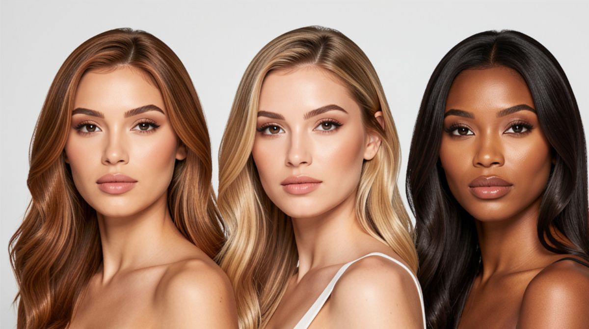 Diverse women with different skin tones showcasing hair colors that complement their complexion