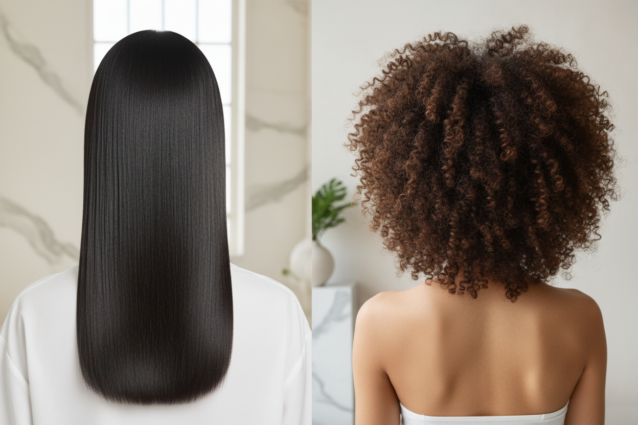Keratin vs protein treatment comparison showing smooth glossy hair and strong healthy hair for choosing the best hair treatmen