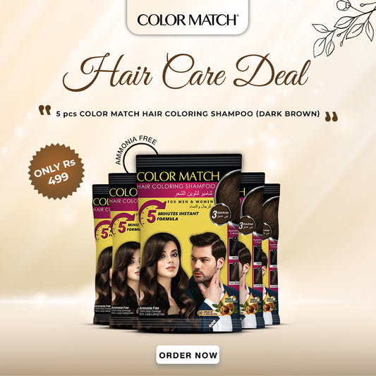 5 Pcs Color match Hair Color Shampo (Dark Brown) - Blackrosecolorexperts