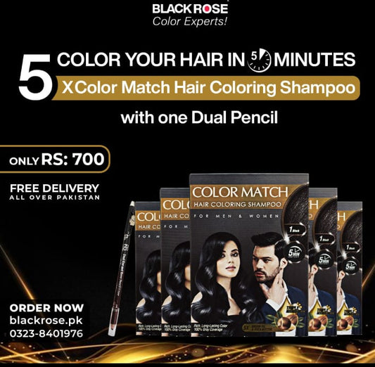 5 Pcs Color Match Hair Color Shampoo- with one Dual Pencil - Blackrosecolorexperts