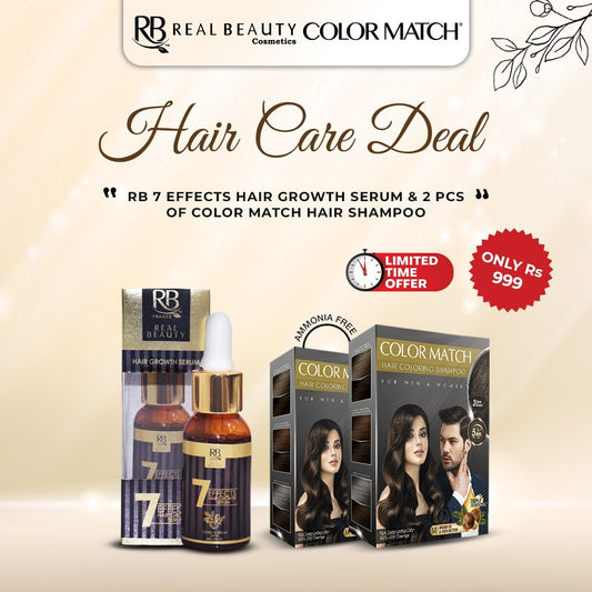 Hair Care Deal RB 7 Effects Hair growth Serum with 2 pc Color Match Shampoo