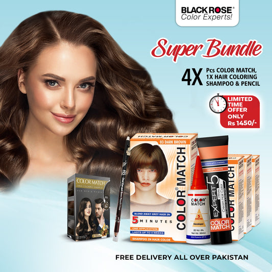 Mega Deal: 4x Color Match, Hair Coloring Shampoo & Dual Pencil