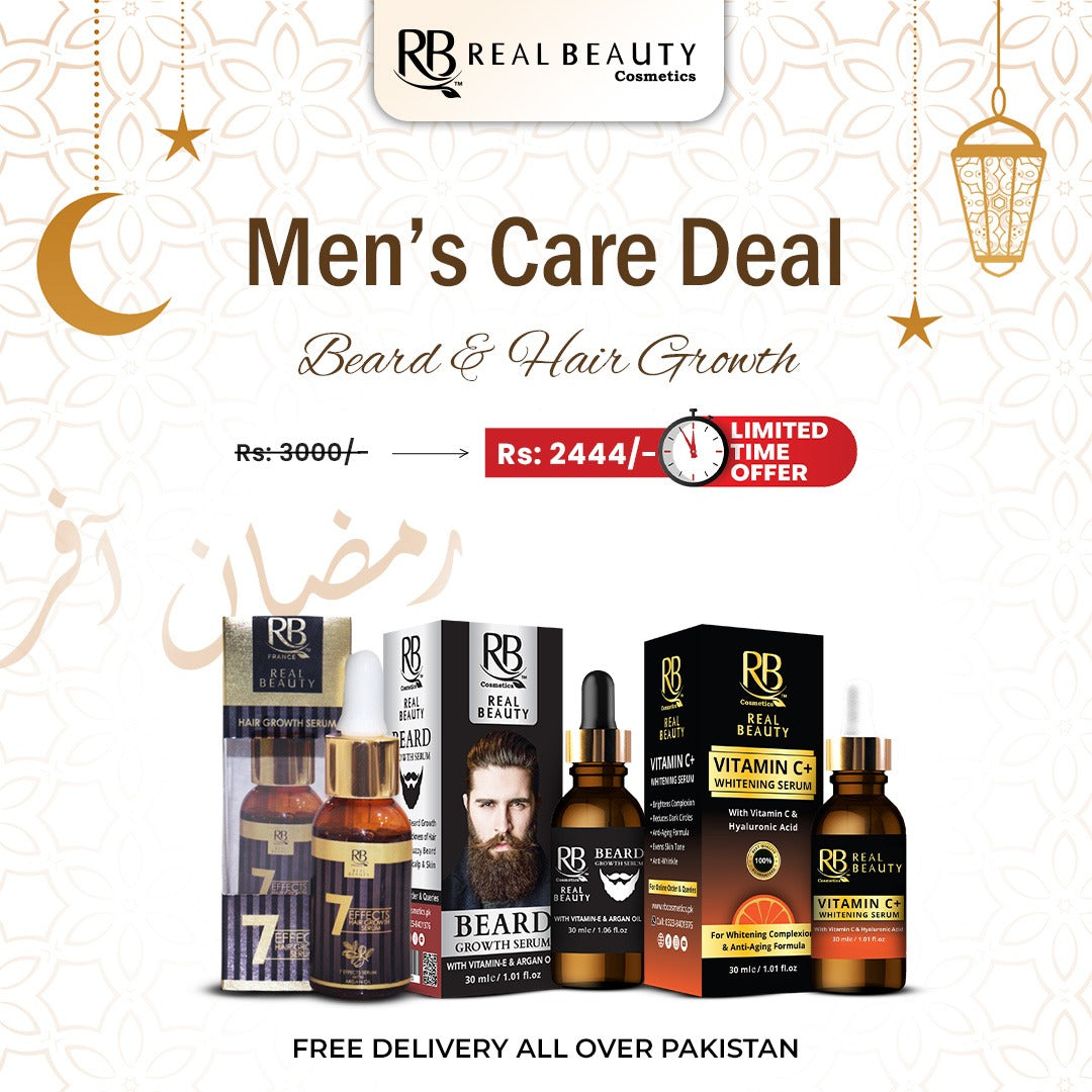 Ramadan Bundle for Men’s Care - Vitamin C Whitening Face Serum, Hair Growth Serum & Beard Growth Serum | Free Delivery Pakistan