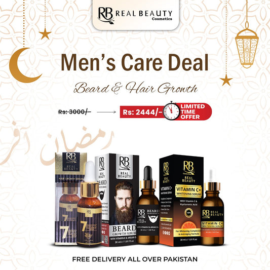 Ramadan Bundle for Men’s Care - Vitamin C Whitening Face Serum, Hair Growth Serum & Beard Growth Serum | Free Delivery Pakistan