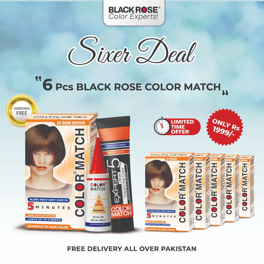 Sixer Deal 6 Pcs Black Rose Color Match 5 minute hair Color