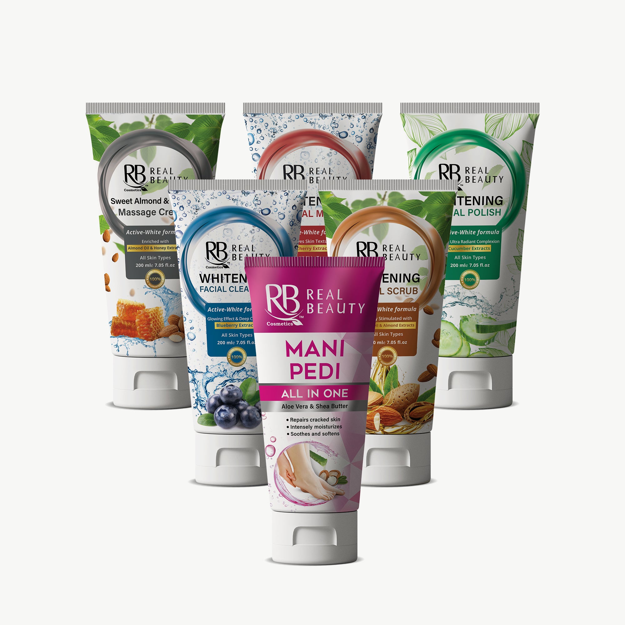 Real Beauty Facial Tube Kit – 6-Step Skin Brightening Set (200ml x 6 Tubes)